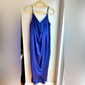 Express Satin Midi Dress. Royal blue.
